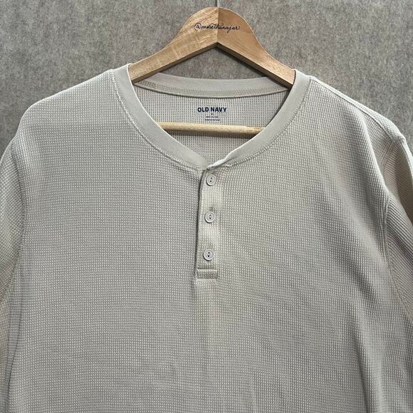 Old‎ Navy Button Henley Cream Thermal Built-in Flex Shirt Size XL - Picture 2 of 9